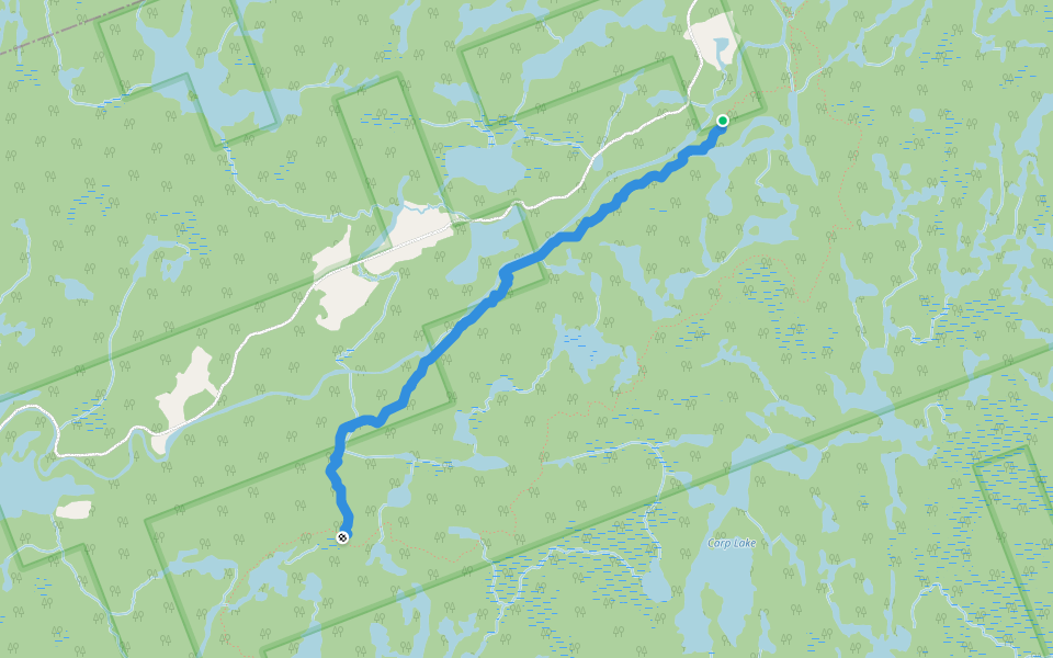 Ragged Rapid Side Trail walking route map in Kawartha Lakes