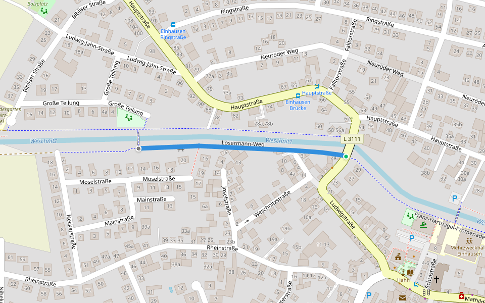 Lösermann-Weg walking route map in Einhausen