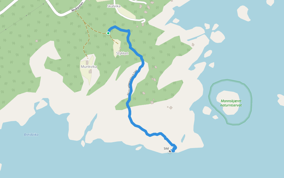 Sti til jettegryta på Sild walking route map in Krabbesund