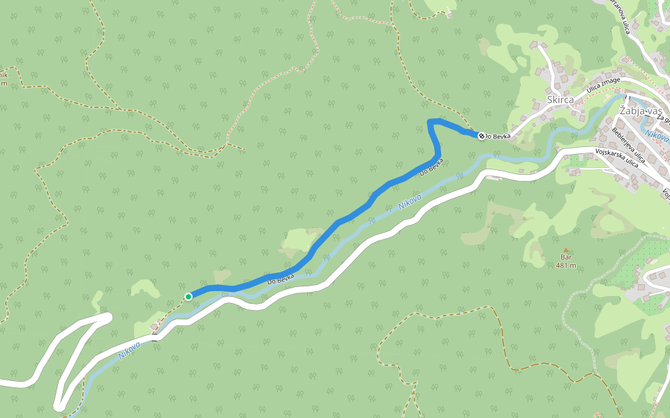 Do Bevka walking route map in Idrija