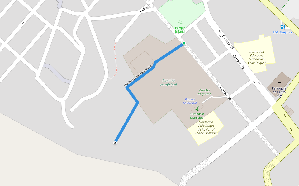 Vía hacia la Aduanilla walking route map in Abejorral