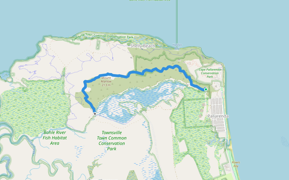 Many Peaks Track walking route map in Pallarenda