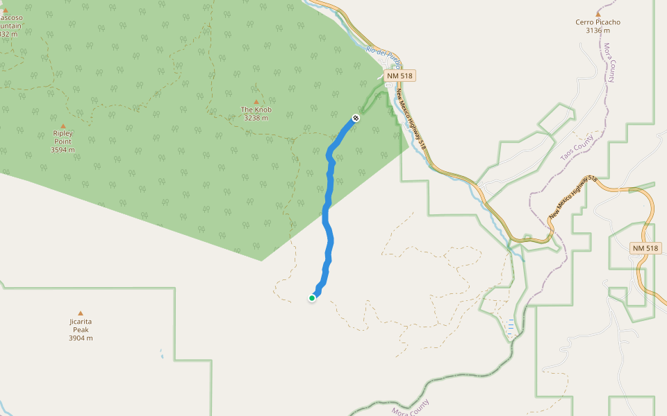 Angostura Trail (493) walking route map in Vadito
