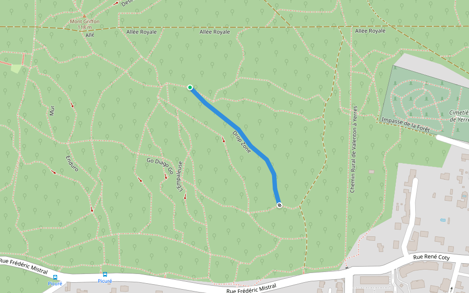 Drop zone walking route map in Yerres