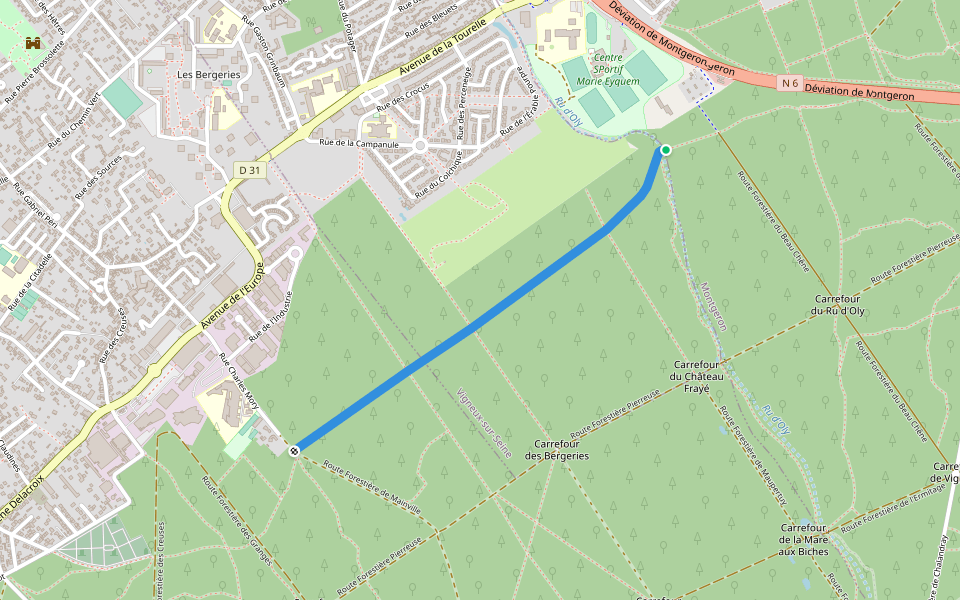Chemin des Vallées walking route map in Vigneux-sur-Seine
