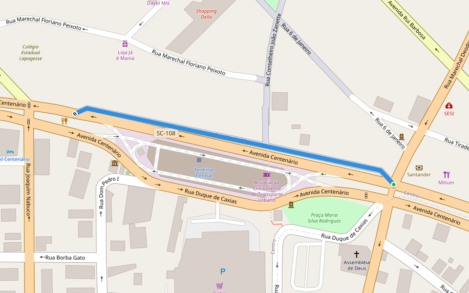 Rua Paulo Marcos walking route map in Criciúma