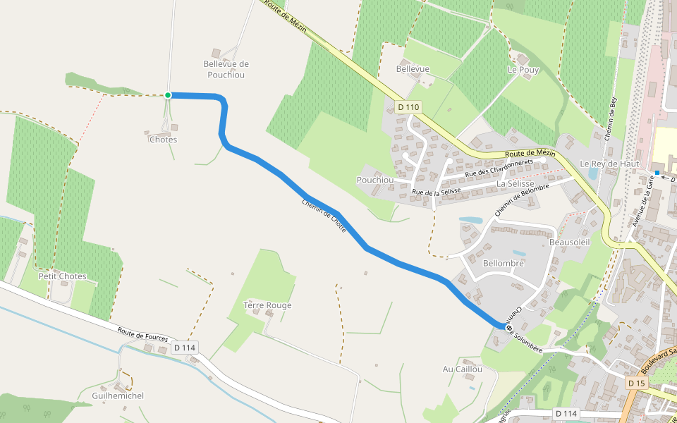 Chemin de Chotte walking route map in Condom