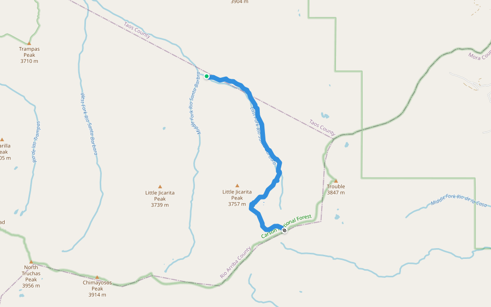 East Fork Trail (26) walking route map in Chamisal