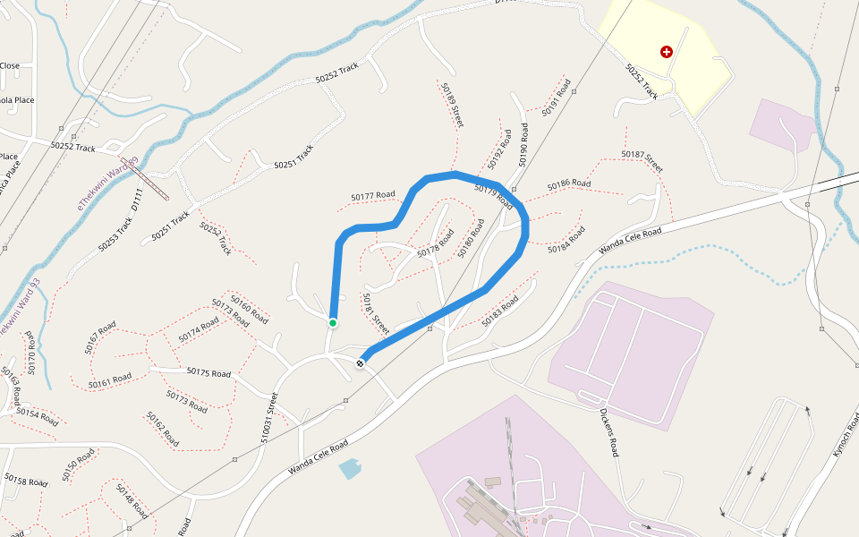 50179 Road walking route map in Malagazi