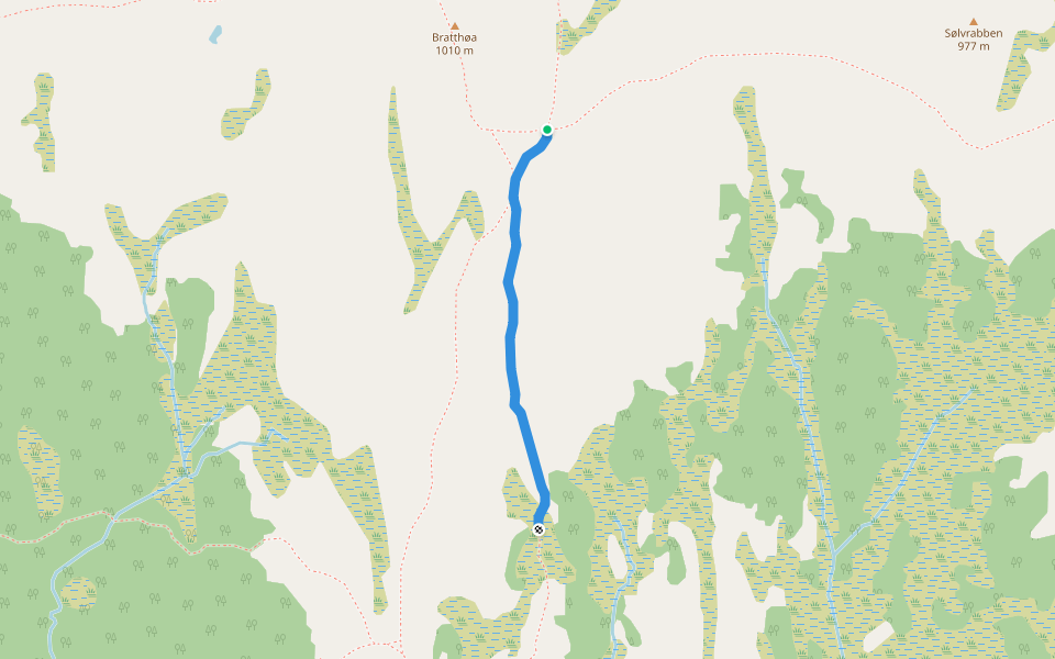 Midtmåsåveien walking route map in Tynset