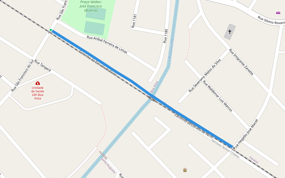 Caminho da Estrada de Ferro walking route map in Criciúma