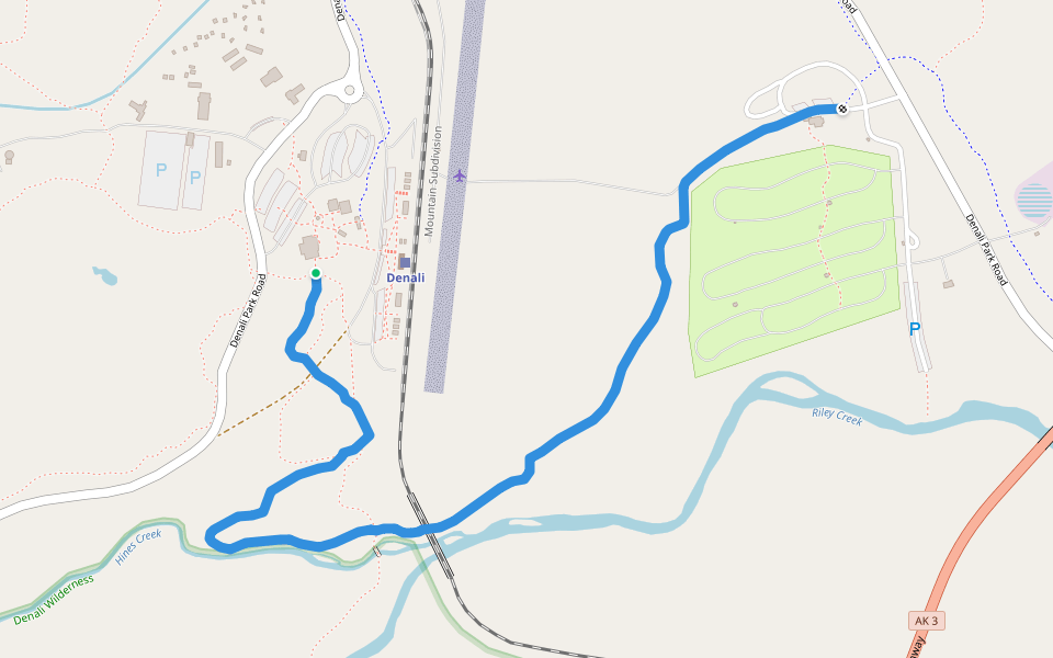 McKinley Station Trail walking route map in Denali National Park and Preserve