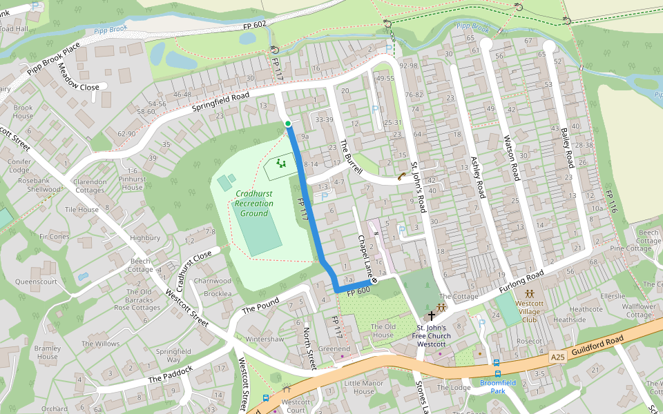 FP 600 walking route map in Westcott