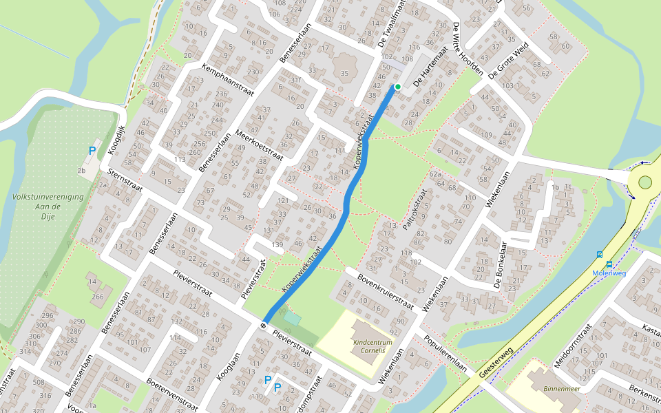 Koperwiekstraat walking route map in Uitgeest