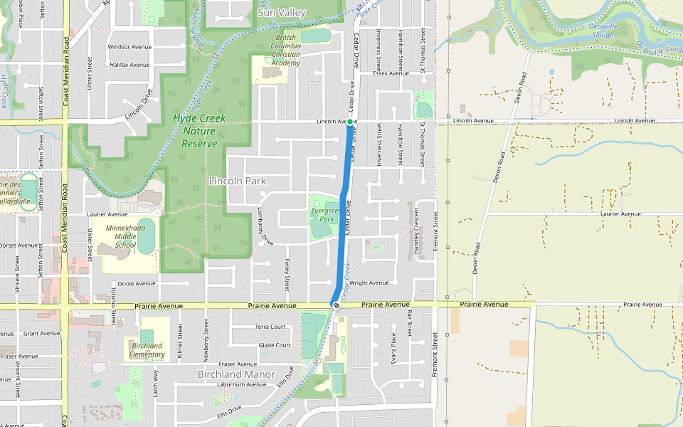 Greg Moore Trail walking route map in Port Coquitlam