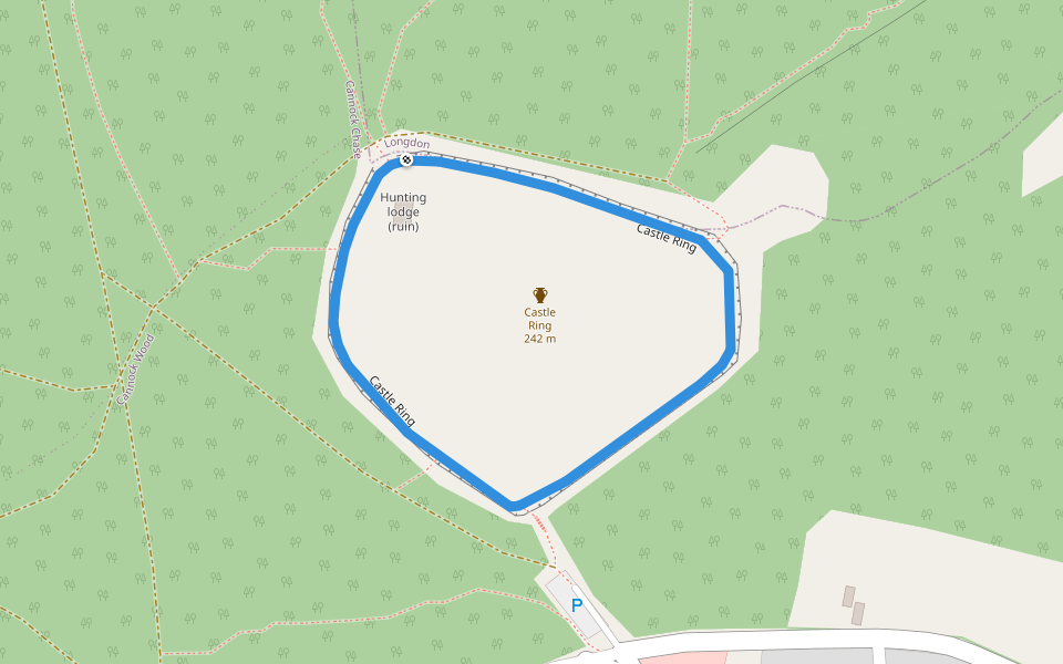 Castle Ring walking route map in Cannock Wood