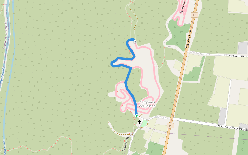 Desafio Fray walking route map in San José de Fray Mamerto Esquiú