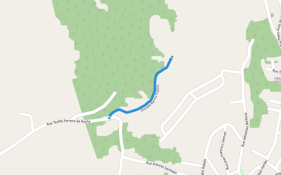 Estrada Barros Franco walking route map in Três Rios