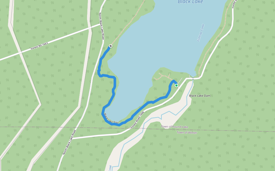 Black Lake Trail walking route map in Loretta