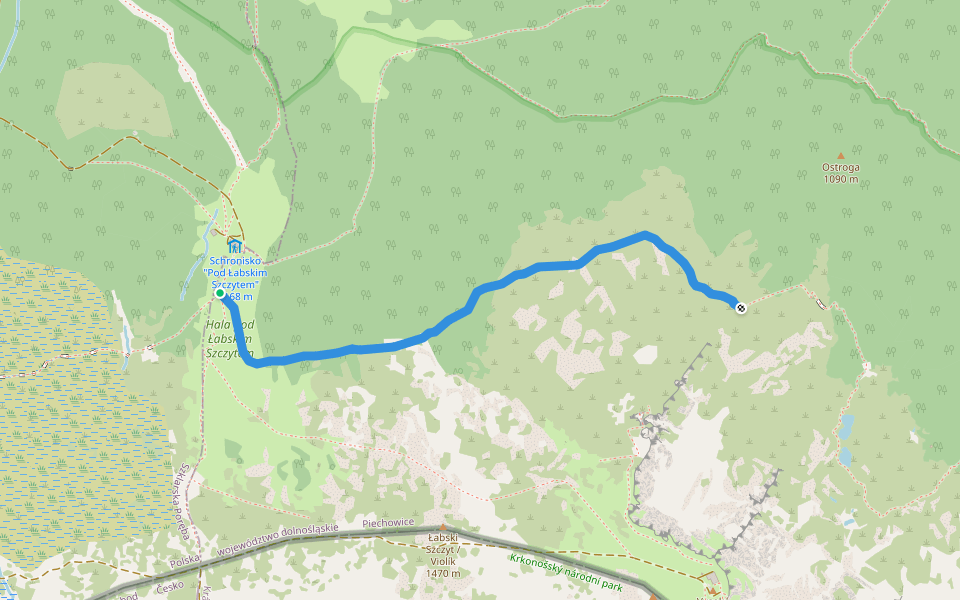 Ścieżka nad Reglami walking route map in Piechowice