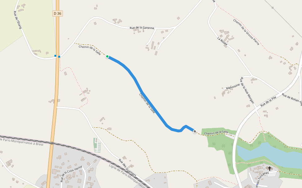 Chemin de la Salle walking route map in La Méaugon