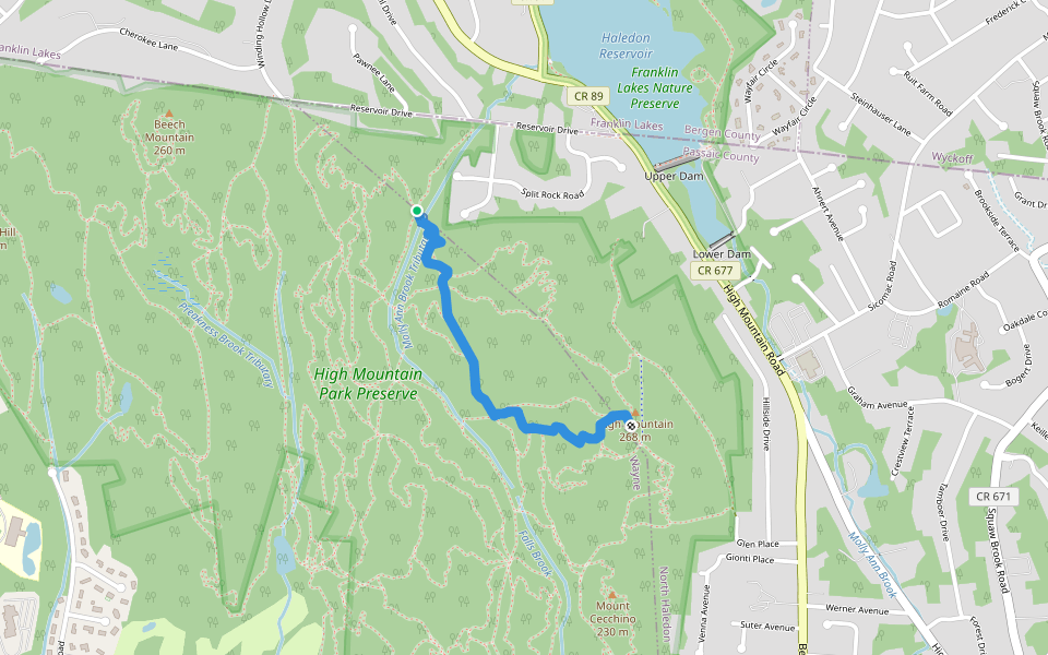 Skytop Trail walking route map in North Haledon
