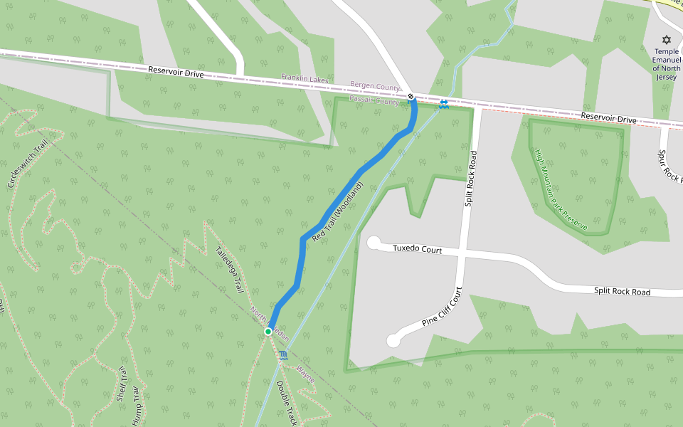 Red Trail (Woodland) walking route map in North Haledon