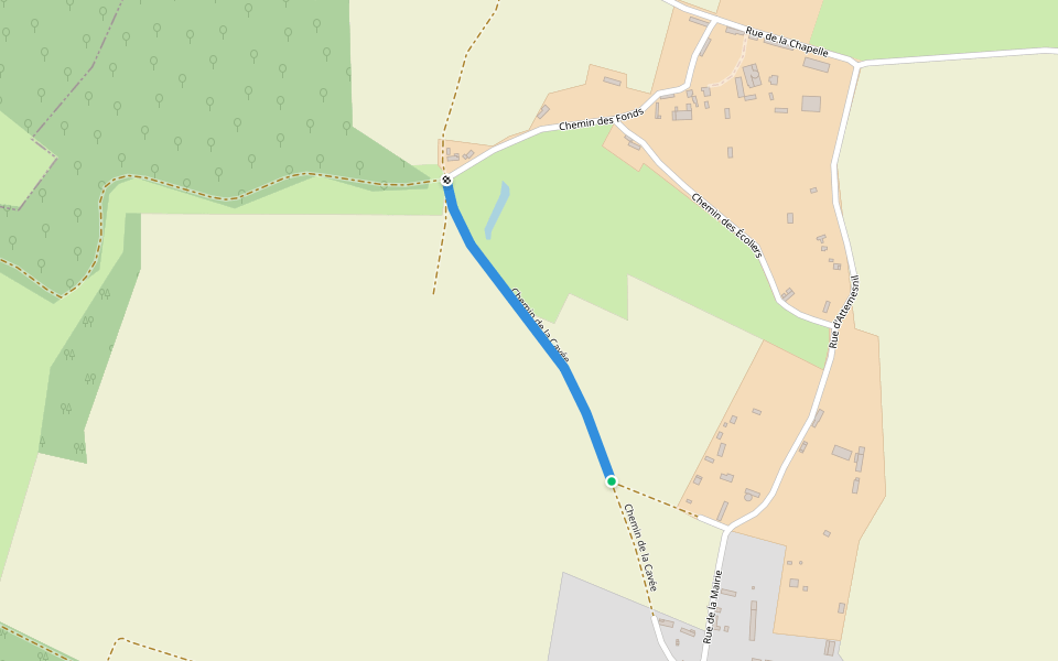 Chemin de la Cavée walking route map in Carville-Pot-de-Fer