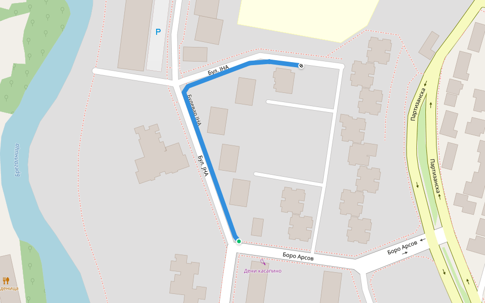 Булевар ЈНА walking route map in Shtip
