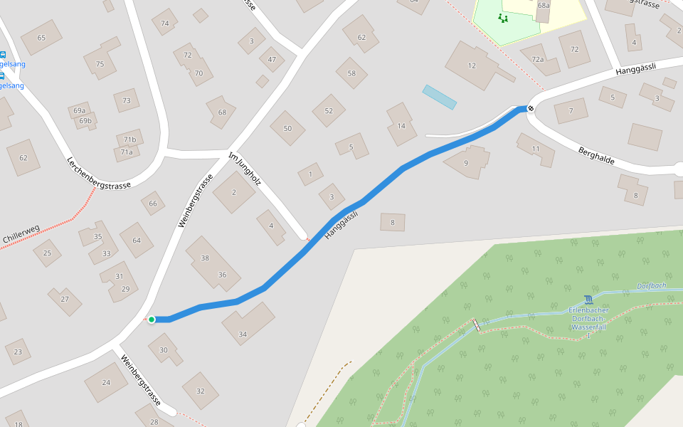 Hanggässli walking route map in Erlenbach