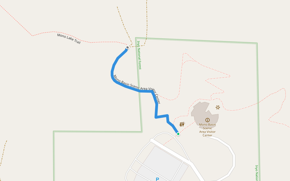 Mono Basin Scenic Area Visitor Center walking route map in Lee Vining