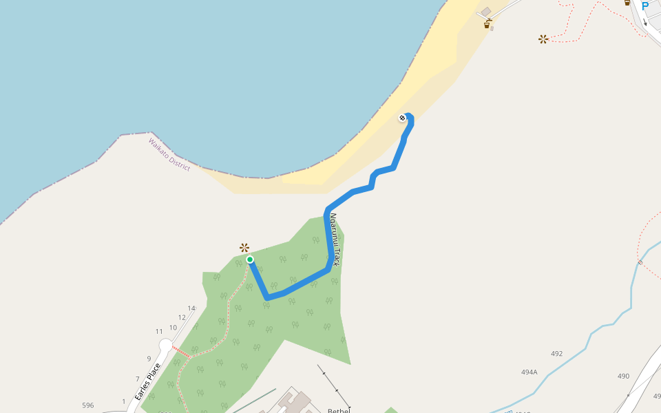 Ngarunui Track walking route map in Raglan