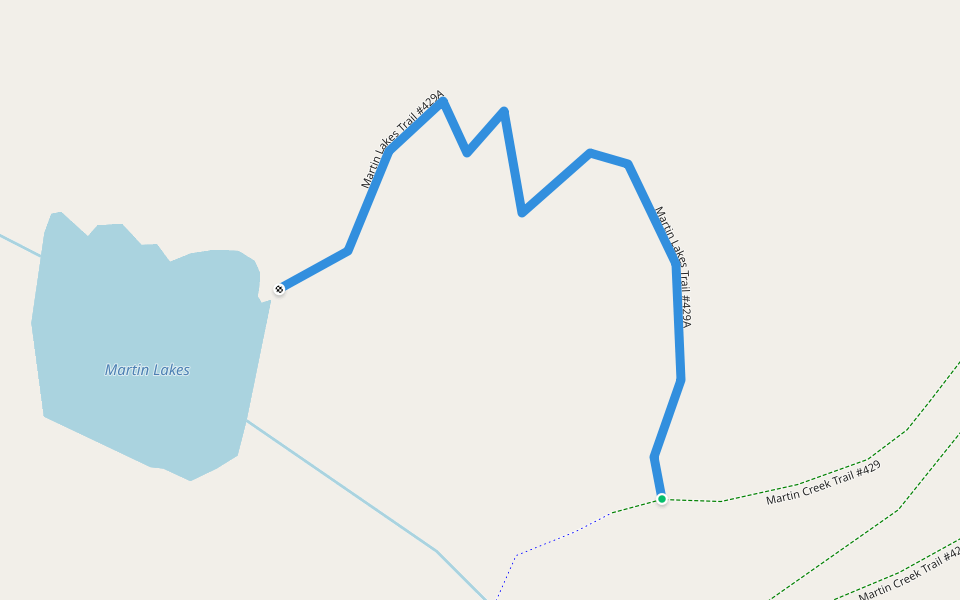 Martin Lakes Trail #429A walking route map in Carlton