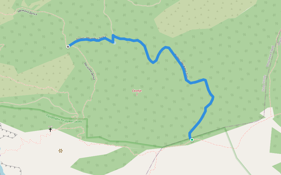 Водно - Мечкина Дупка walking route map in Dolna Matka