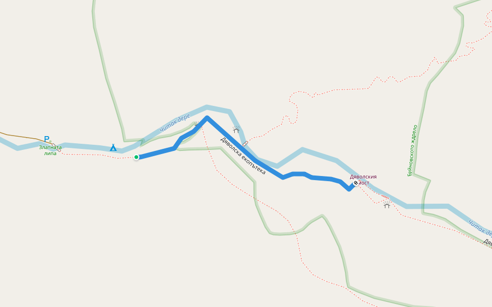 Дяволска екопътека walking route map in Chala