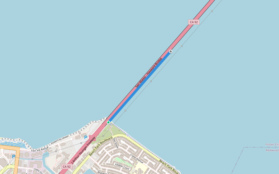 Werder Pier walking route map in Foster City