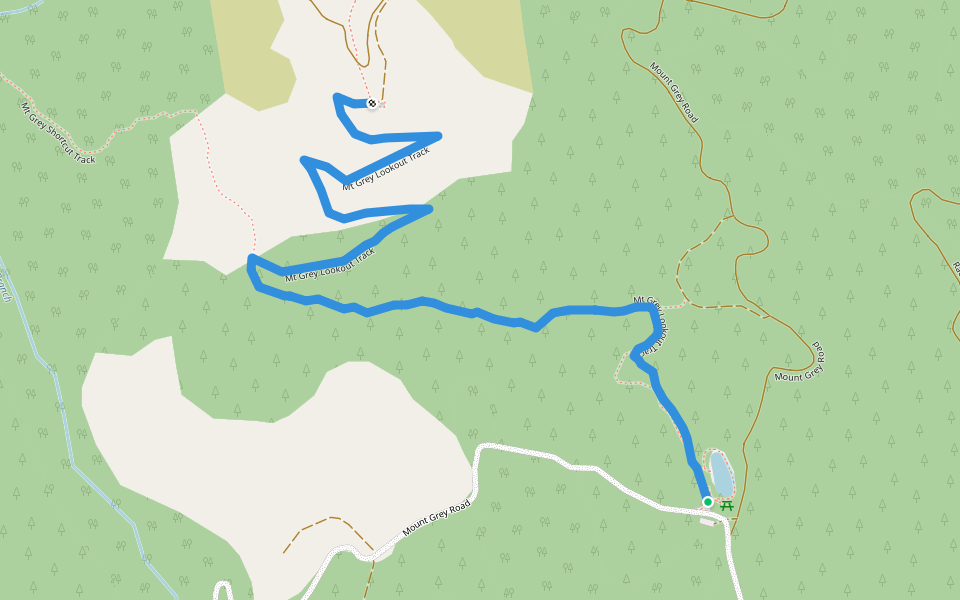 Mt Grey Lookout Track walking route map in Balcairn