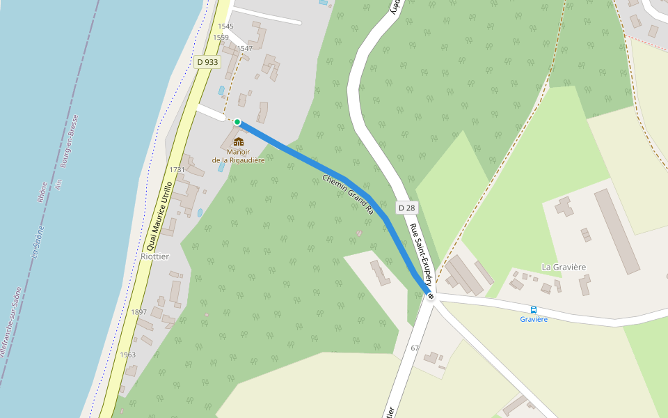 Chemin Grand Ra walking route map in Jassans-Riottier