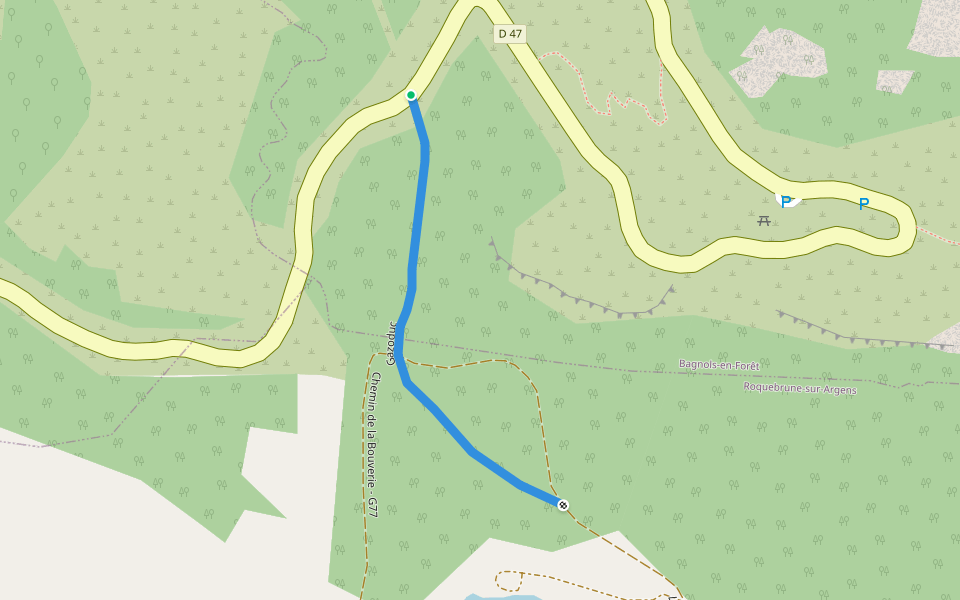 Gazoduc walking route map in Bagnols-en-Forêt