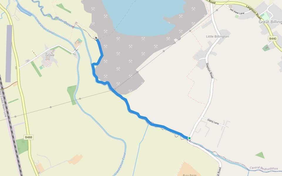 Public right of way 15 walking route map in Little Billington