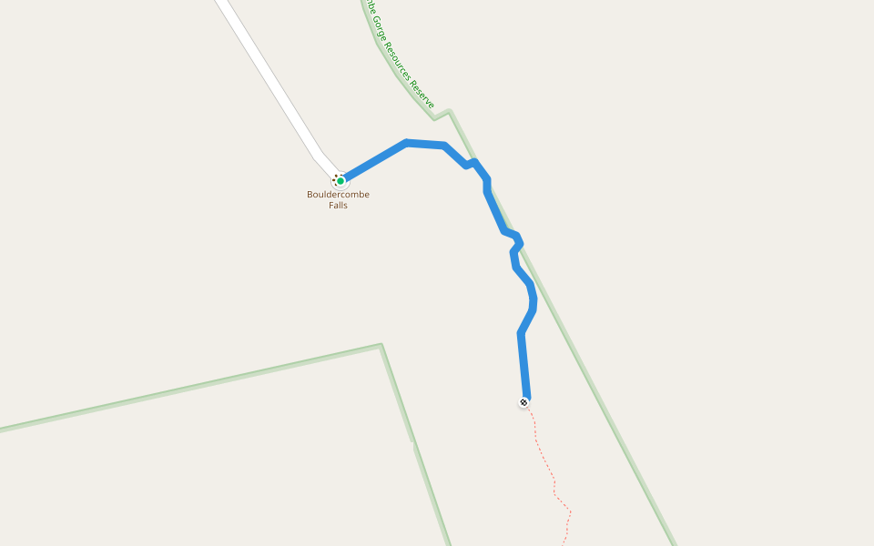 Bouldercombe Falls trail walking route map in Bouldercombe