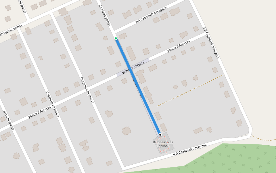 Садовая улица walking route map in Vodyanoy