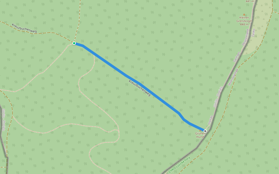 Kreuzbuchenweg walking route map in Zittau