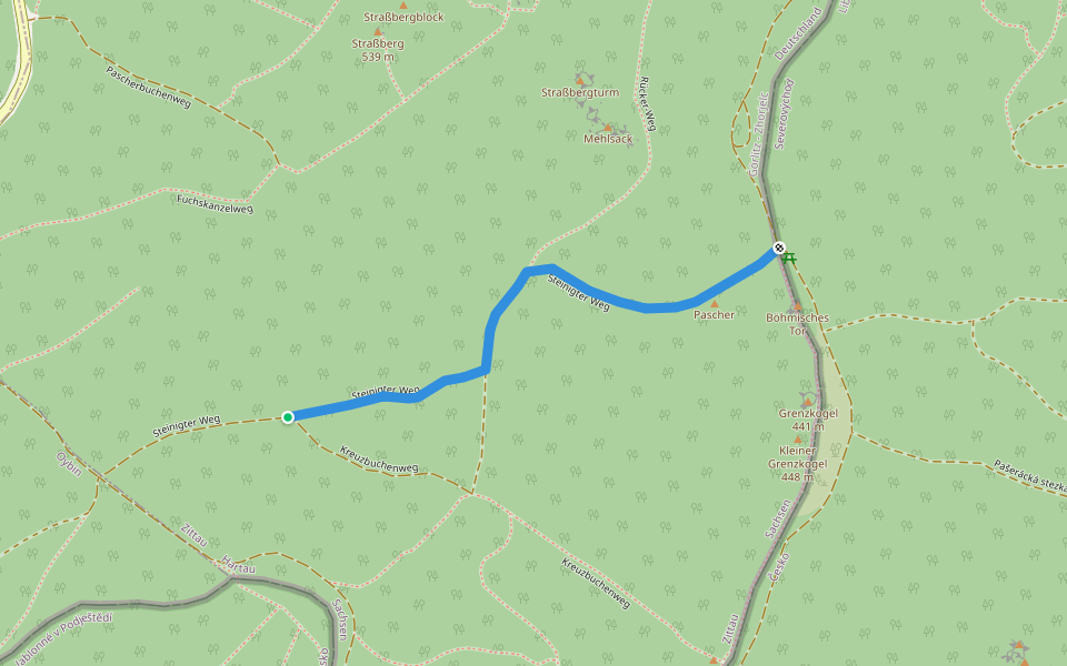 Steinigter Weg walking route map in Zittau