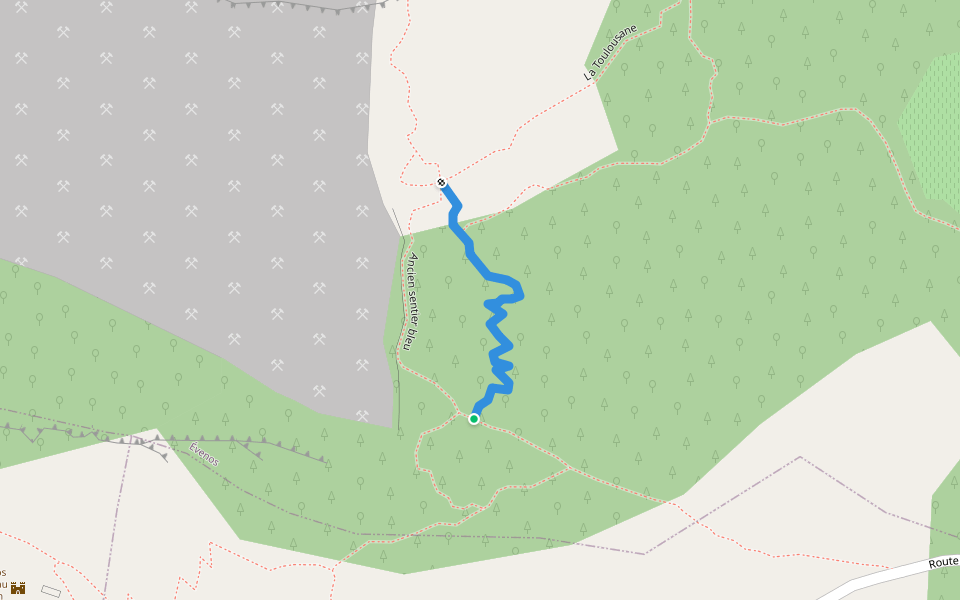Déviation sentier bleu walking route map in Ollioules