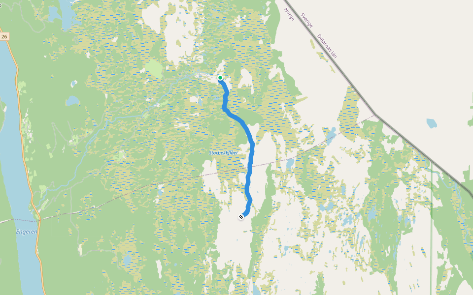 Femundstien walking route map in Hylleråsen