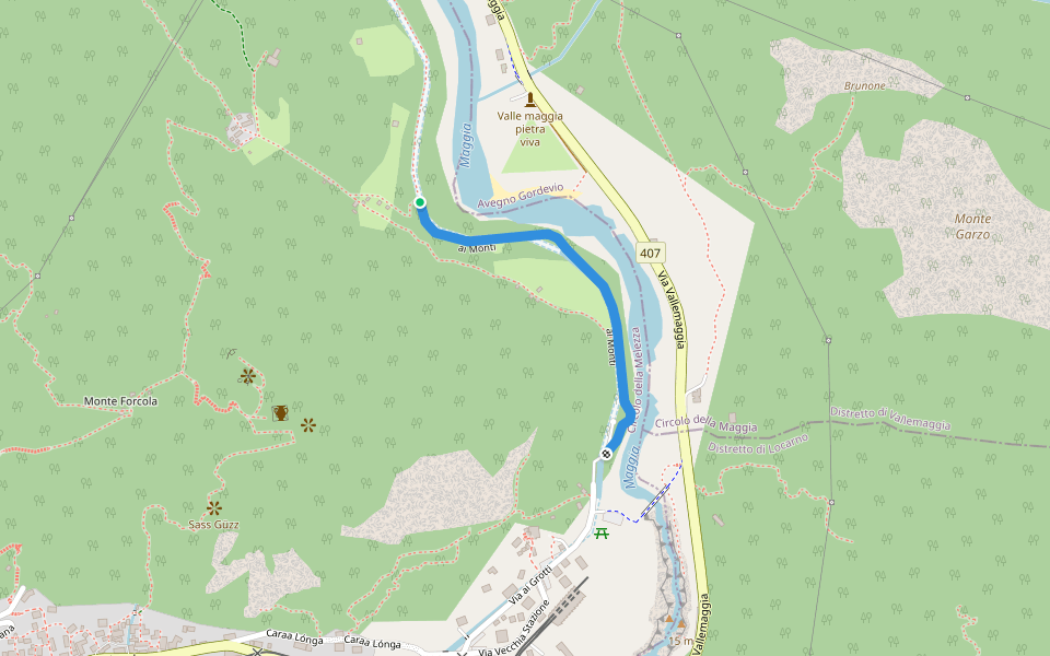 ai Monti walking route map in Terre di Pedemonte