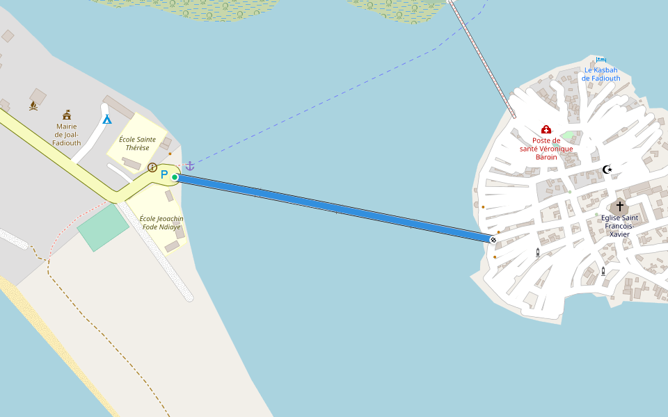 Pont Fadiouth walking route map in Joal Fadiout