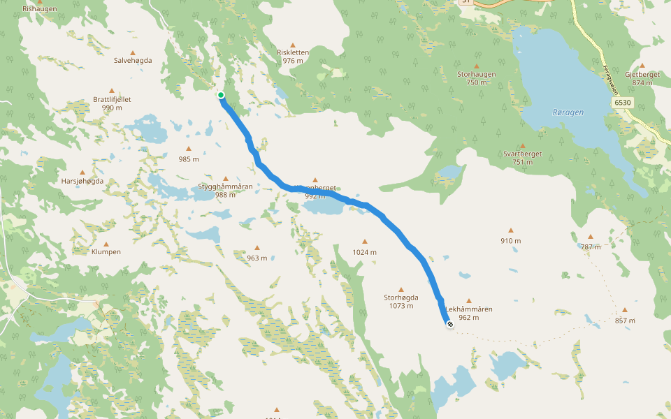 Kromgruvveien walking route map in Valset