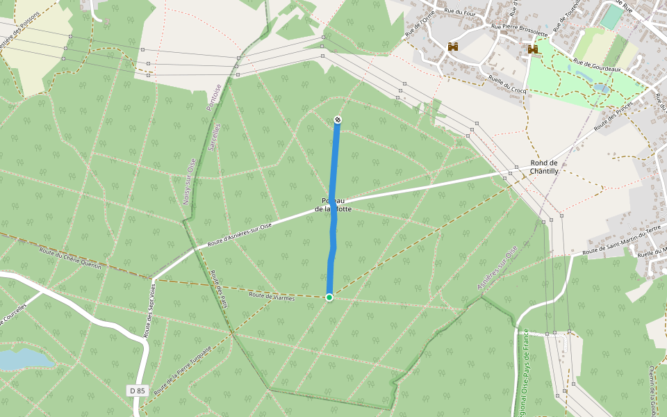 Route des Murets walking route map in Asnières-sur-Oise